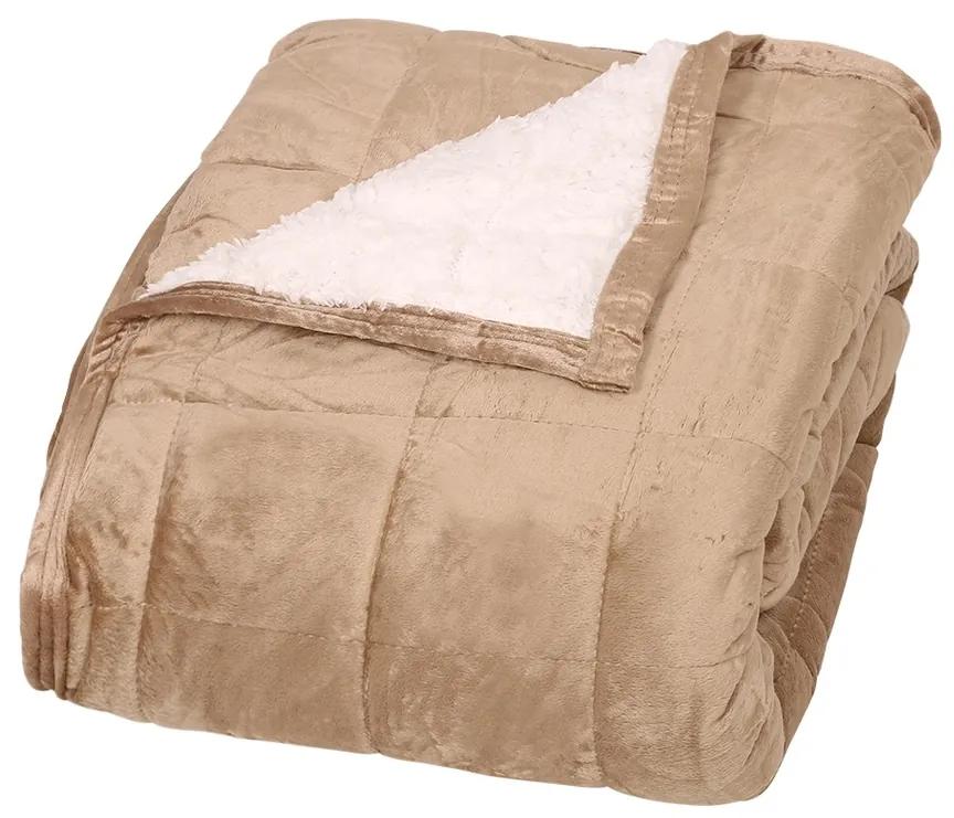 Pătură imitație de blăniță Sandra camel, 150 x 200 cm
