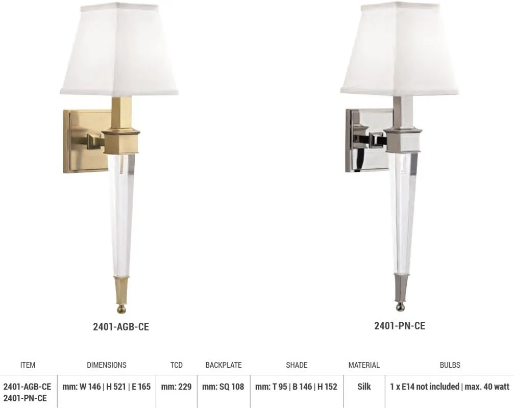 Aplica de perete design elegant RUSKIN nichel lucios