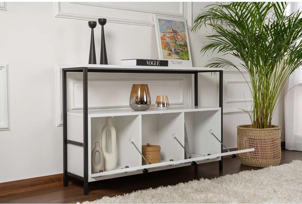 Masă consolă albă cu aspect mat 29,5x120 cm Solace – Kalune Design