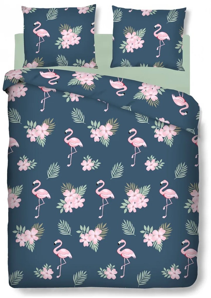Lenjerie de pat dubla Flamingo, Bedora, 4 piese, bumbac ranforce