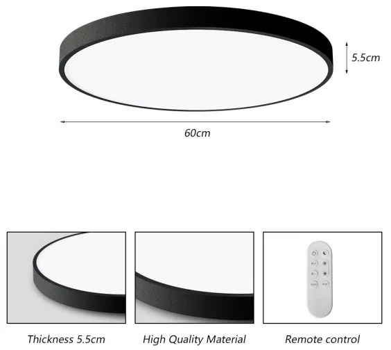 Plafonieră LED dimabilă Immax NEO 07250L SEMPLICI 60W/230V Wi-Fi Tuya negru + telecomandă