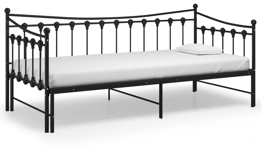 Cadru pat canapea extensibila, negru, 90x200 cm, metal Negru