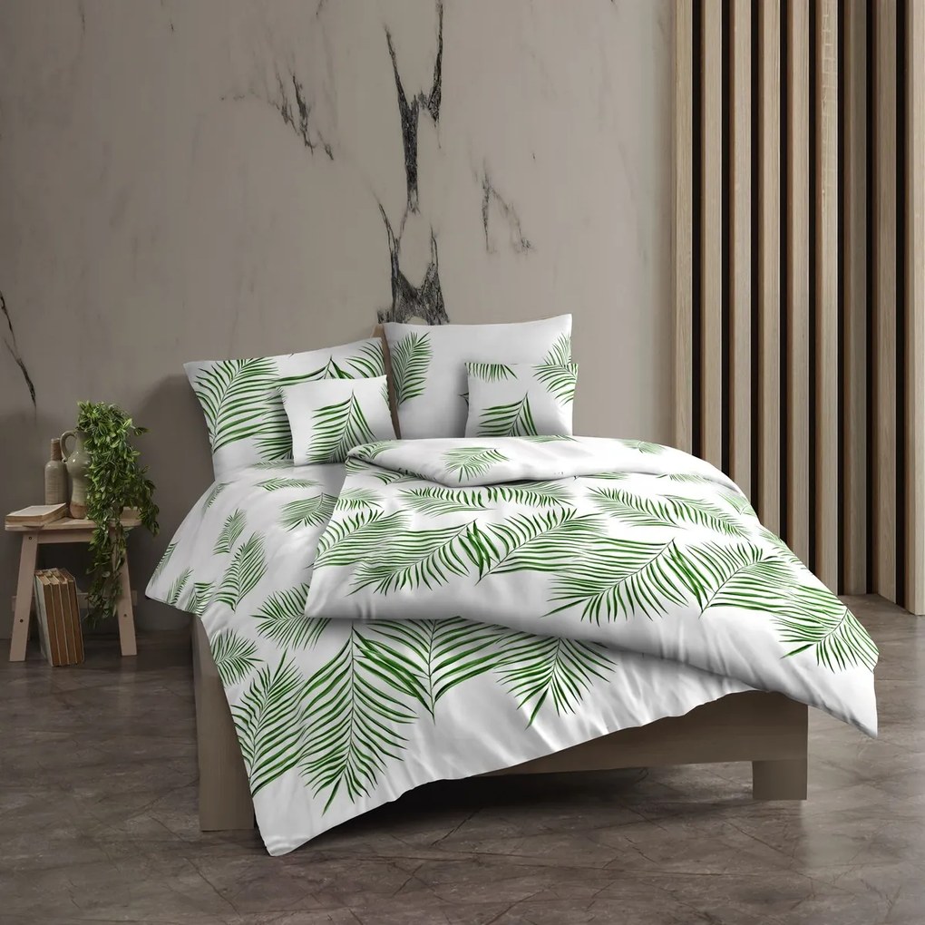 Lenjerie de pat din bumbac Kvalitex Tropical alb,200 x 200 cm, 2x 70 x 90 cm, 200 x 200 cm, 2 buc. 70 x 90 cm