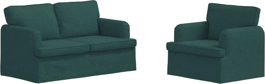 vidaXL Set de canapea 2 pcs Verde închis 144 x 80 x 85 cm țesătură