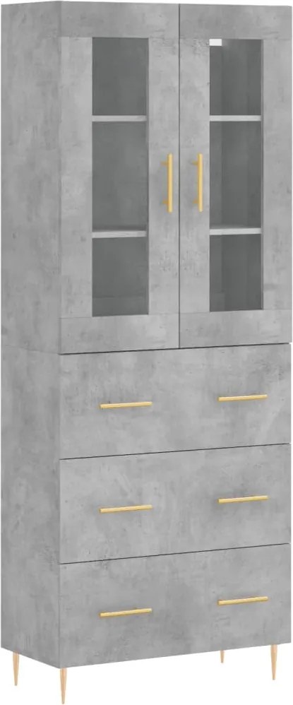 vidaXL Dulap înalt, gri beton, 69,5x34x180, lemn compozit