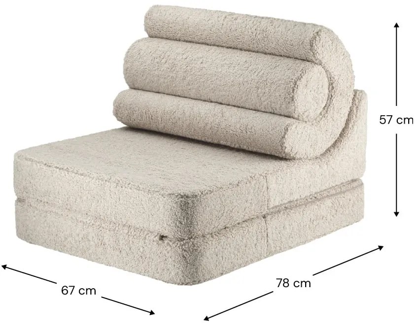 Fotoliu pentru copii maro deschis cu tapițerie din țesătură bouclé Flipster – Wigiwama