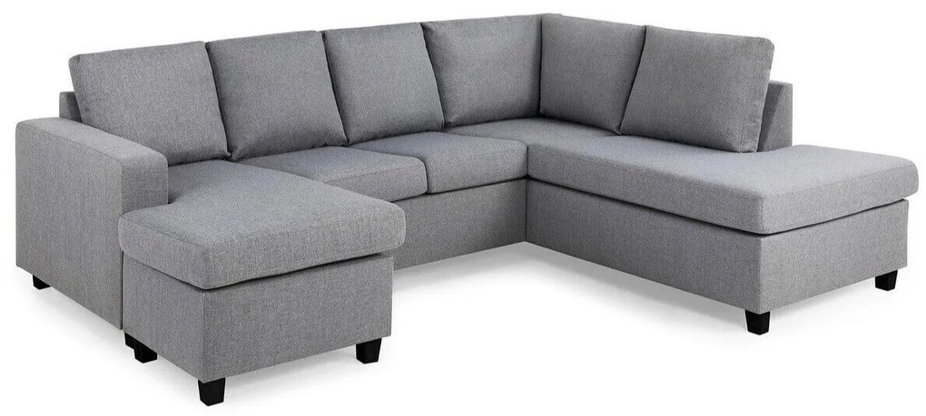 Colțar Scandinavian Choice C154Negru, Gri deschis, 254x194x82cm, Picioare: Plastic