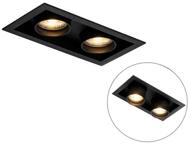 Spot modern încastrat negru reglabil cu 2 lumini - Roof