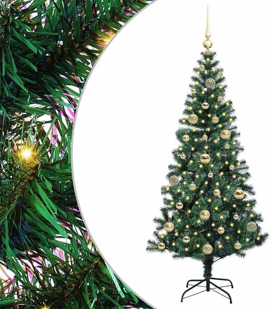 vidaXL Pom de Crăciun artificial pre-iluminat cu 150 LED Verde 150 cm