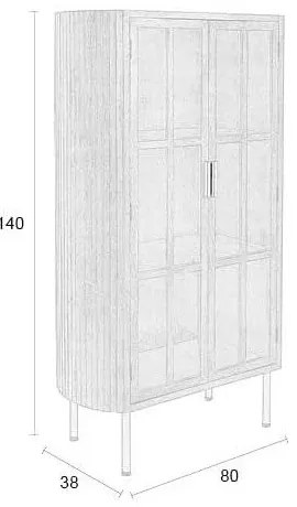 Vitrină în culoare naturală din lemn de arbore de cauciuc 80x140x38 cm Yaz – White Label