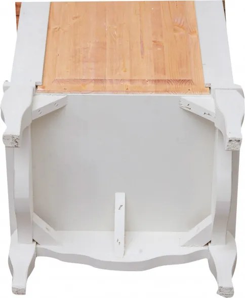 Noptiera, L46 36 H70 cm, alb antichizat natur, lemn masiv
