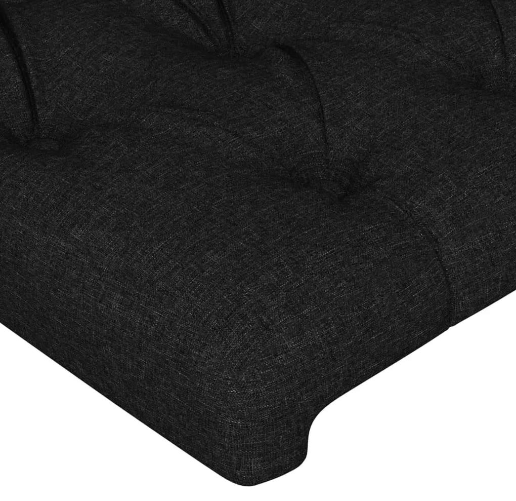 Cadru de pat cu tablie, negru, 140x190 cm, textil Negru, 140 x 190 cm, Design cu nasturi