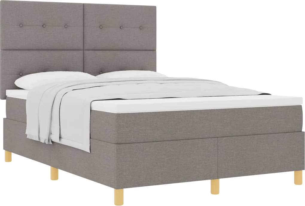 vidaXL Pat cu arcuri cu saltea Gri taupe 160 x 200 cm țesătură