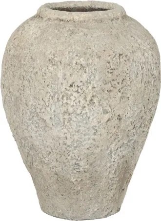 Vază decorativă, stil rustic artizanal, culoare gri, din teracotă, „Terracotta”