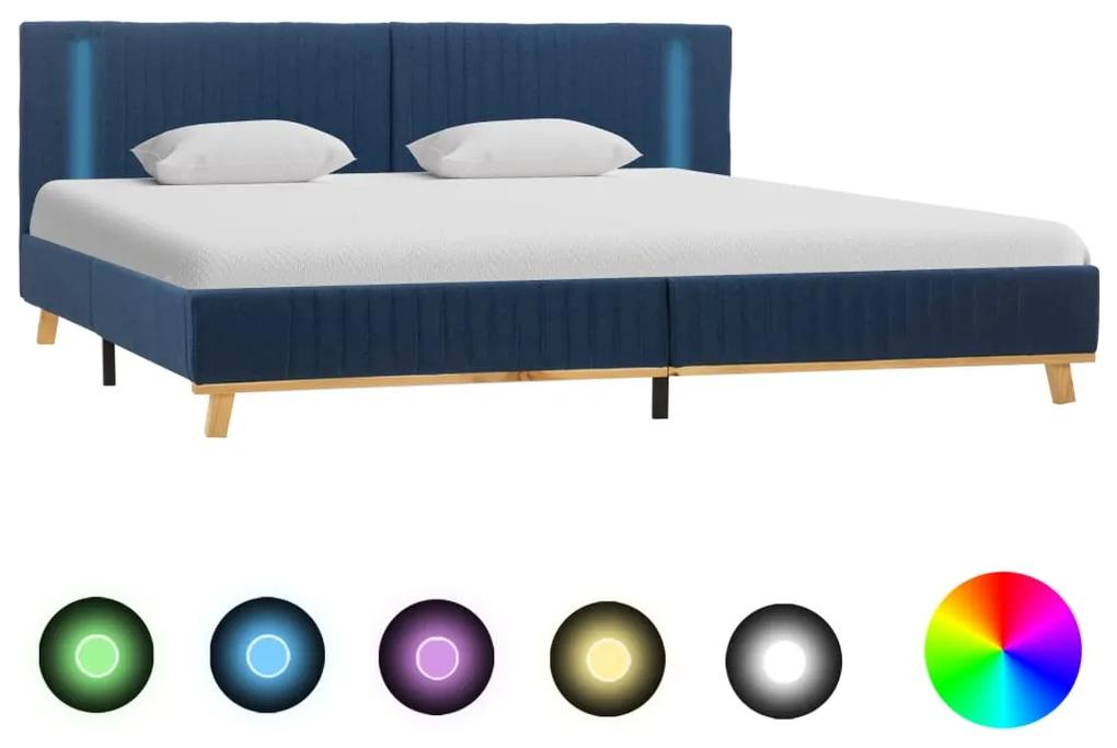 286665 vidaXL Cadru de pat cu LED, albastru, 160 x 200 cm, material textil
