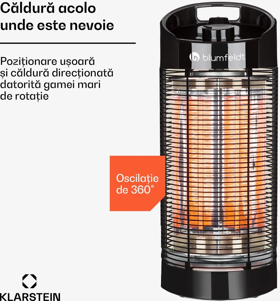Blumfeldt Heat Guru 360, încălzitor tip stand, 1200/600 W, 2 trepte de încălzire, IPX4, negru