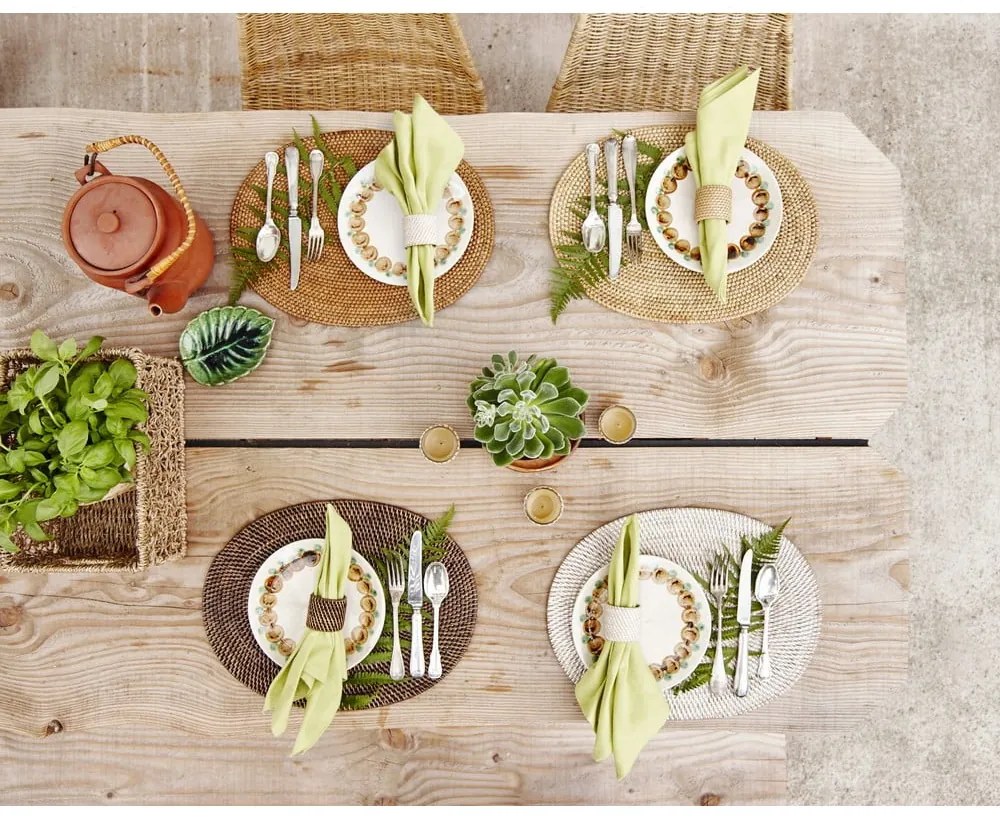 Suport din ratan pentru farfurie Tiseco Home Studio, 30 x 40 cm, alb