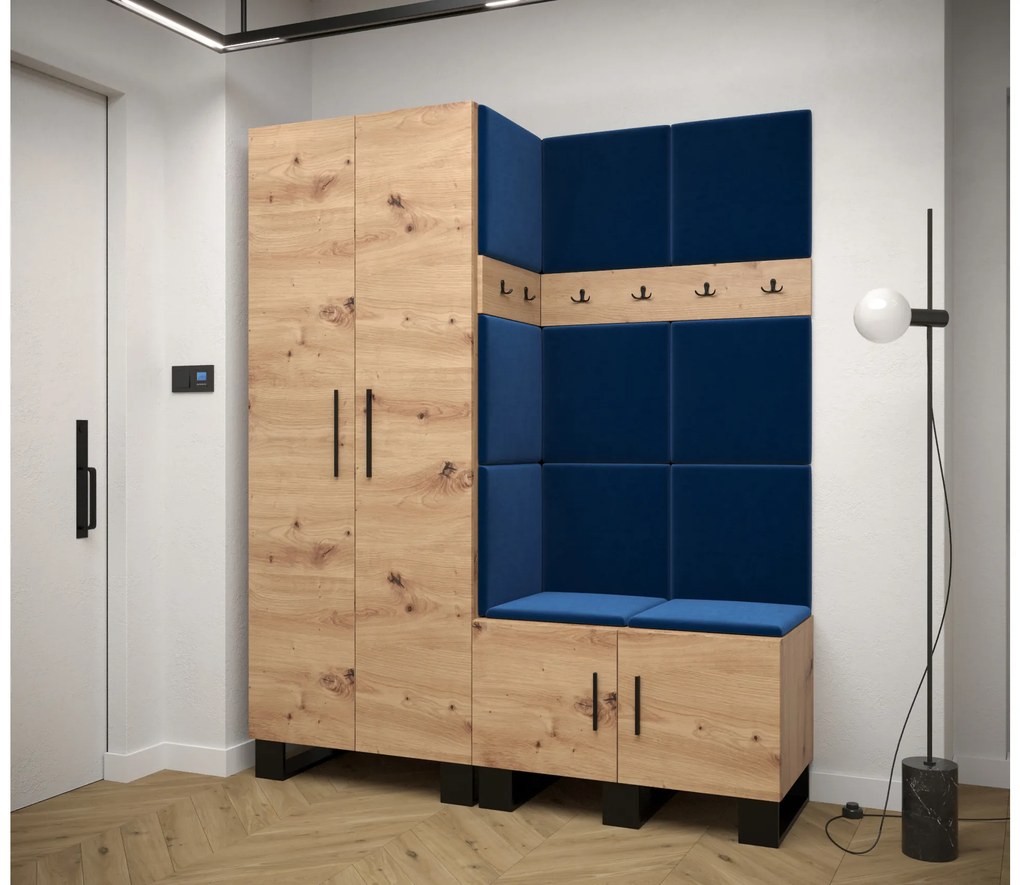 Set mobilier pentru hol Amanda 2 (Stejar artisan + Albastru). 1085871
