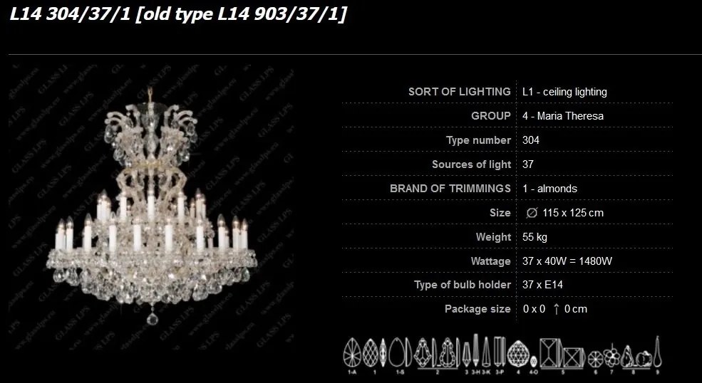 Candelabru Maria Theresa cristal Bohemia L14 304/37/1