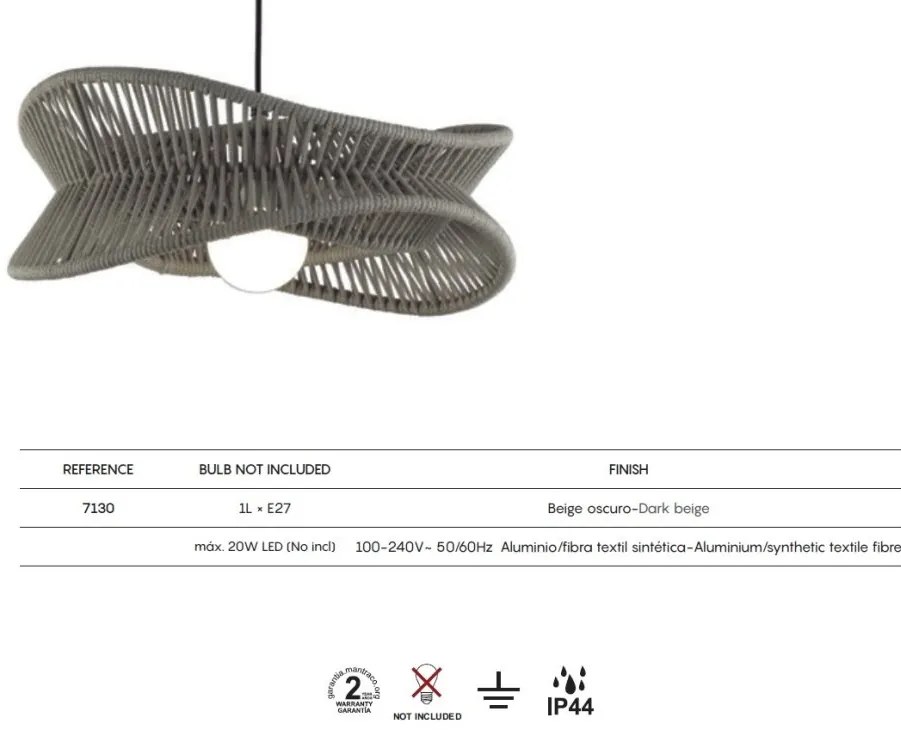 Lustra/Pendul iluminat exterior IP44 POLINESIA 60cm