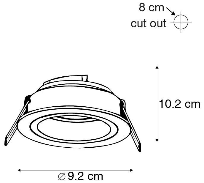 Set de 6 spoturi încastrate moderne negre 9,2 cm rotative și înclinabile - Chuck