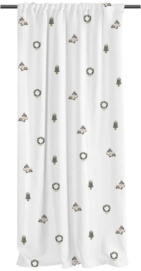 Draperie albă din bumbac satinat 110x250 cm Festive Car – Butter Kings