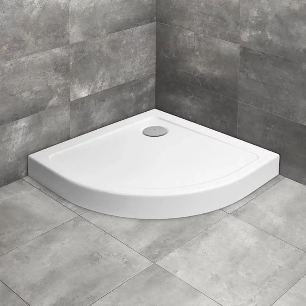 Cadita dus semirotunda Radaway Doros A Compact 80x80 cm acril alb