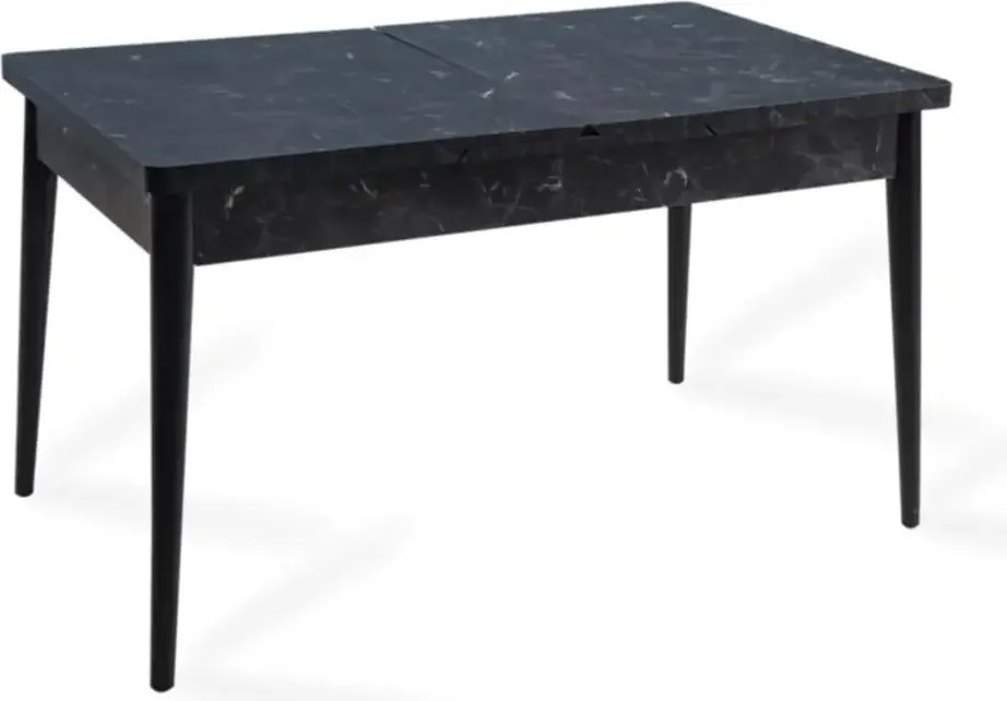 Set masa extensibila cu 4 scaune tapitate Homs marmorat negru 110 x 70 cm