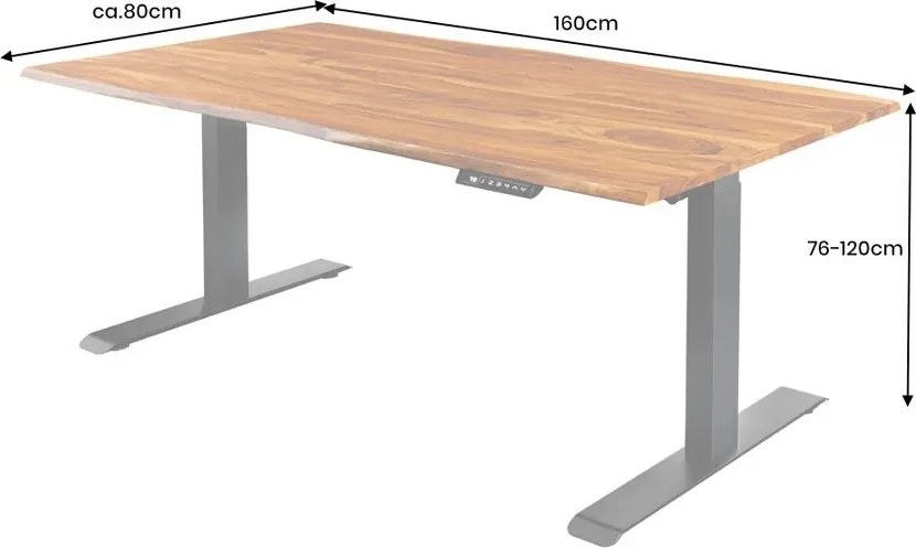 Birou cu inaltime reglabila electrica Mammut 160cm, sheesham