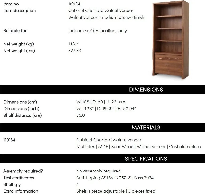Vitrina design LUX, Furnir de nuc, Charford