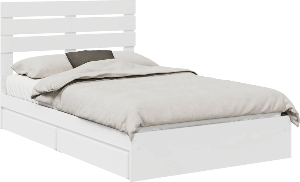 vidaXL Pat cu storage cu headboard Alb 120 x 190 cm Lemn compozit