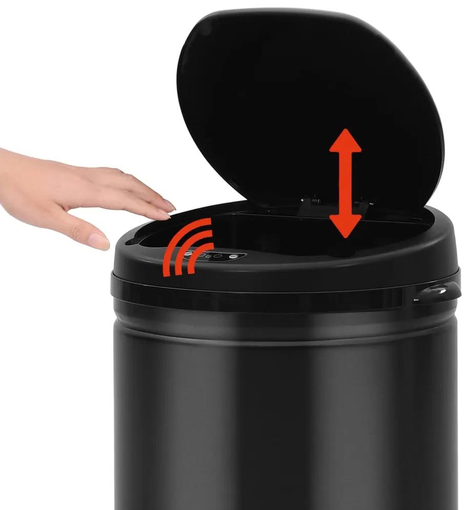 Cos de gunoi automat cu senzor, 40 L, negru, otel carbon Negru, 40 l
