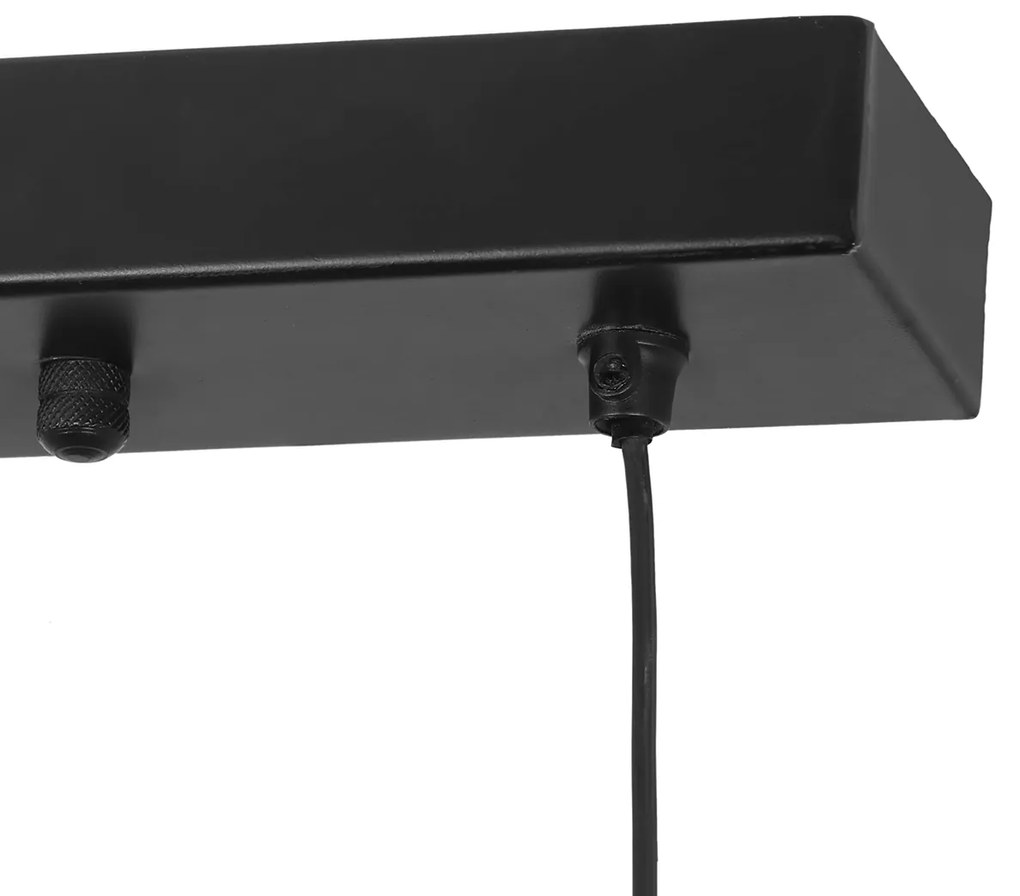 Lampă suspendată Japandi neagră cu frânghie maro, 4 lumini - Smilla