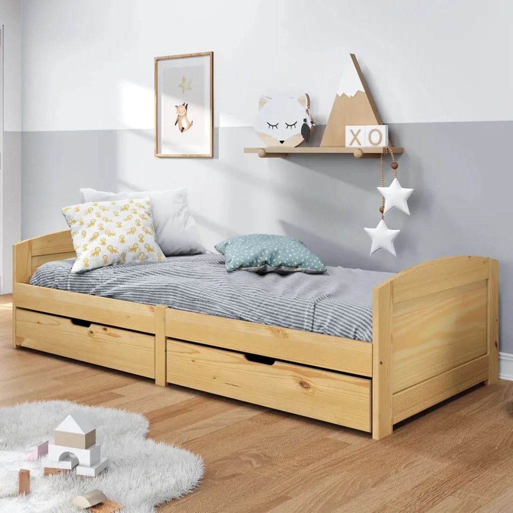 353318 vidaXL Pat de zi cu 2 sertare "IRUN", 90x200 cm, lemn masiv de pin