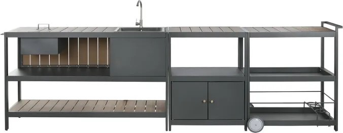 Set bucătărie de exterior din aluminiu și lemn compozit, 236 x 50 x 91 cm, „Isla Outdoor Kitchen Set"
