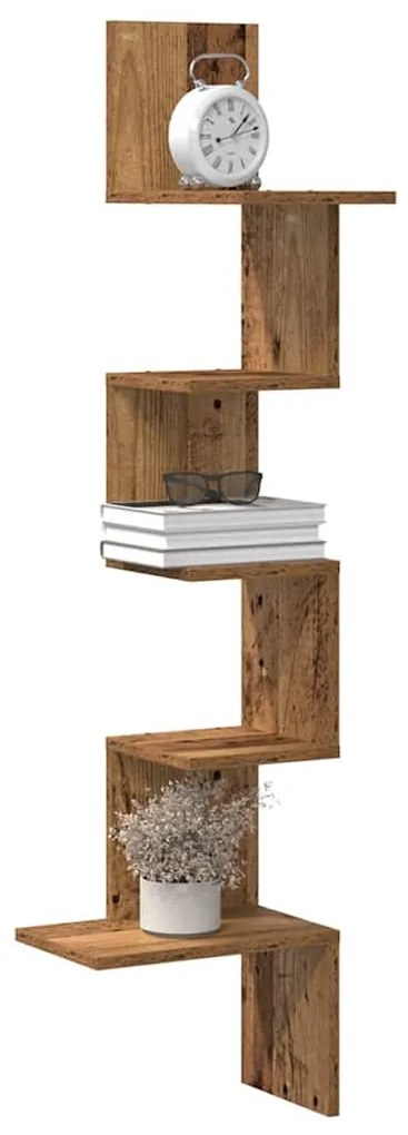 vidaXL Raft perete pentru colț lemn vechi 32x32x127,5cm lemn prelucrat