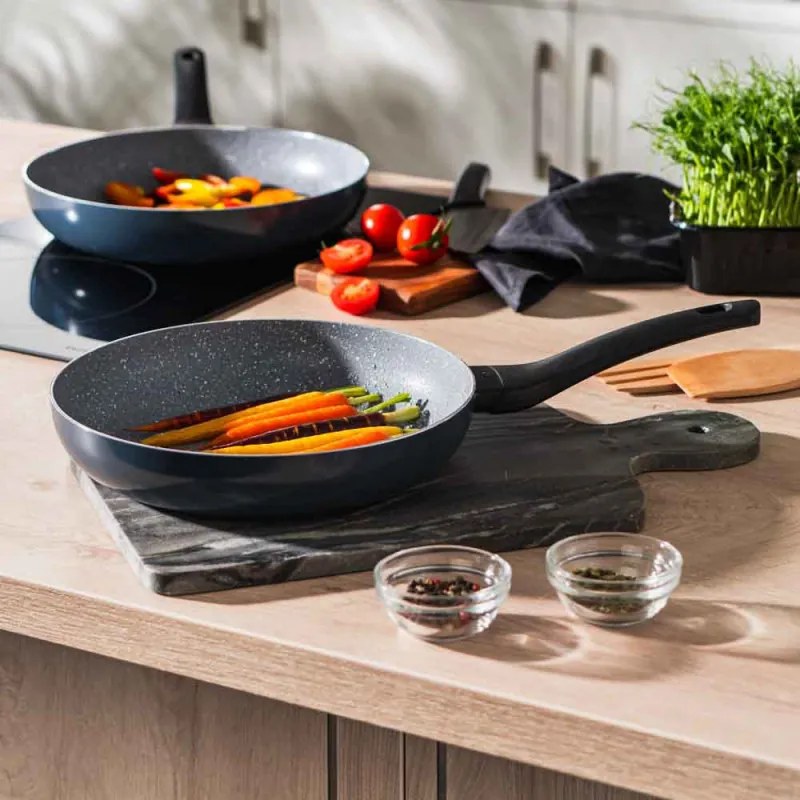 Tigaie Luigi Ferrero Prima FR-2833, 28x5.5 cm, Acoperire antiaderenta cu efect de marmura, Conductivitate optima, Inductie, Albastru inchis