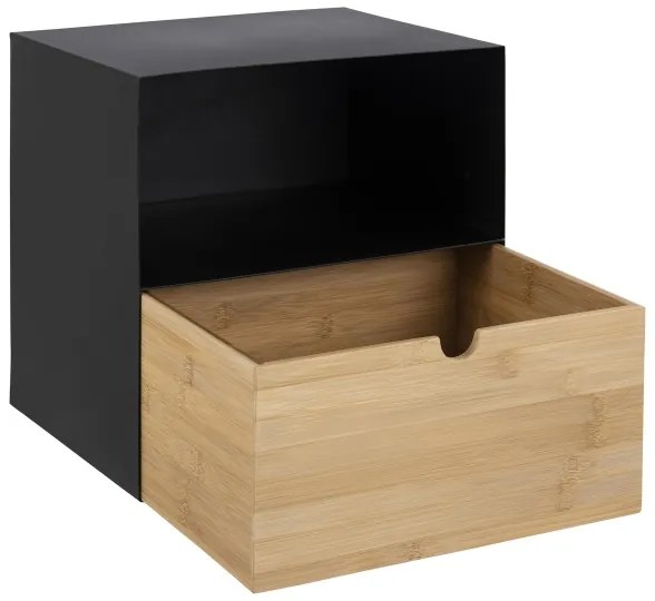 Noptieră cu posibilitate de montare pe perete BEKIM negru/bambus