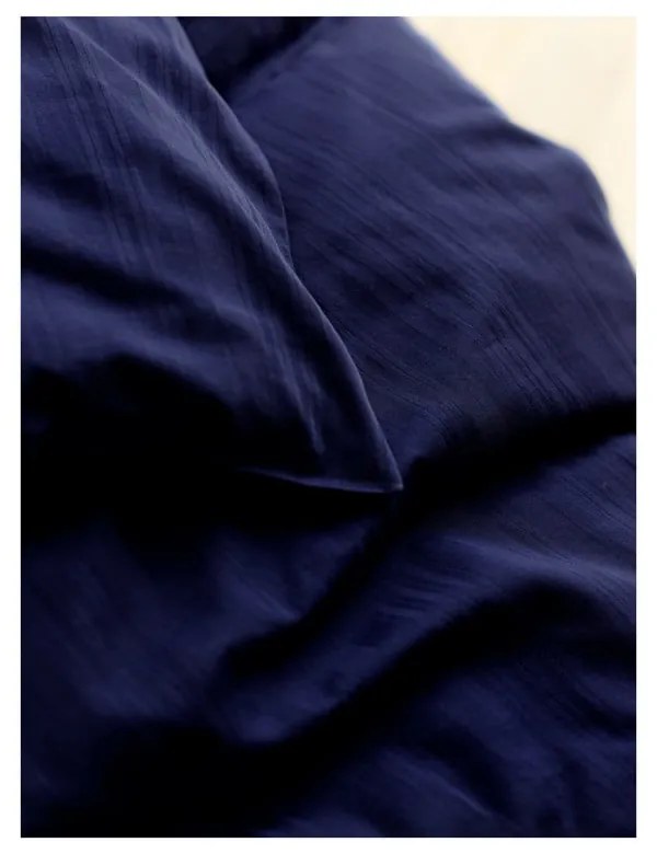 Lenjerie de pat albastru-închis din damasc pentru pat de o persoană 140x200 cm Noble – Södahl