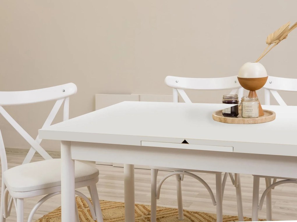Set mobilier sufragerie Duvasa 11 (alb) (pentru 4 persoane). 1093813