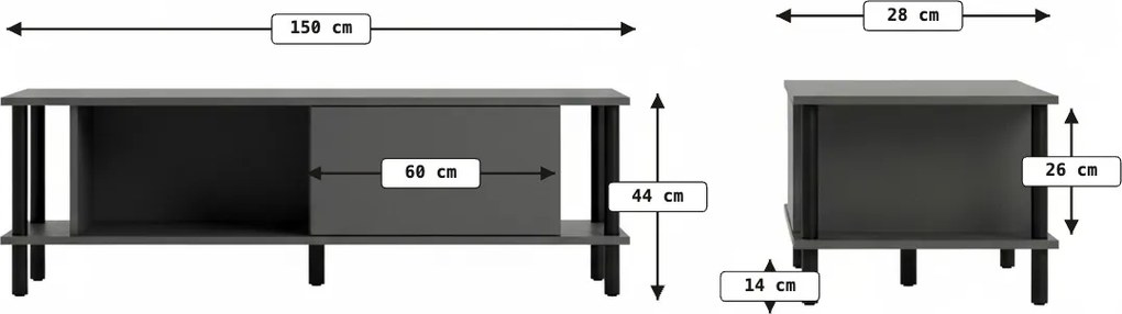 Suport TV PARIS 150 cm, stejar sonoma