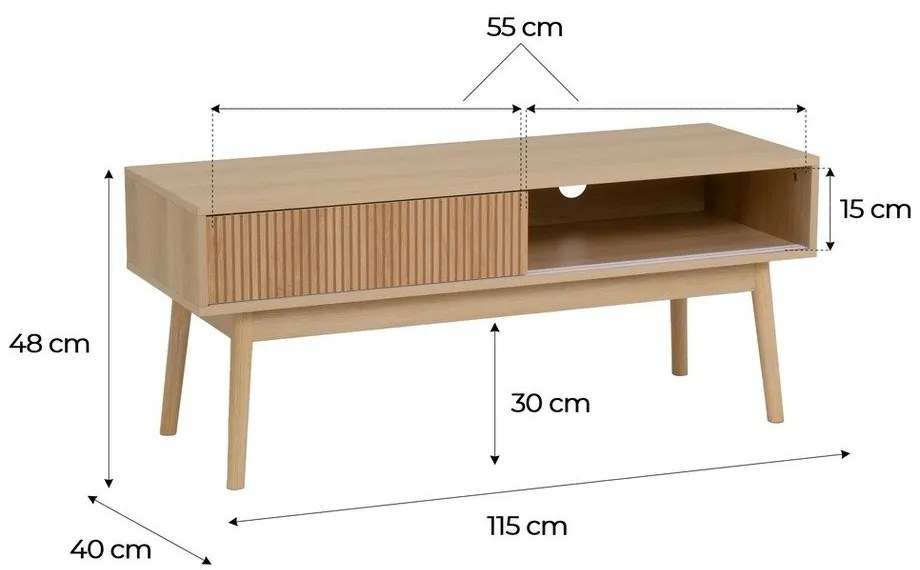 Comodă TV în culoare naturală 115x48x40 cm Naroa – Casa Selección
