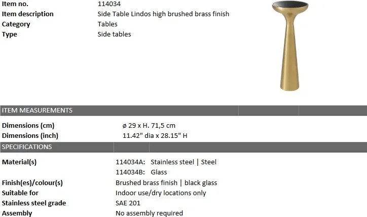 Masuta laterala design elegant LUX Lindos alama H-71,5cm 114034 HZ