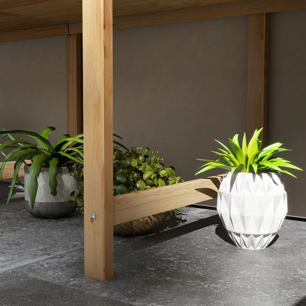 Outsunny Jardinieră pe picioare Pat de grădină ridicat, inserții de irigare + fetru de drenaj incluse Lemn de brad pre-uleiat | Aosom Romania