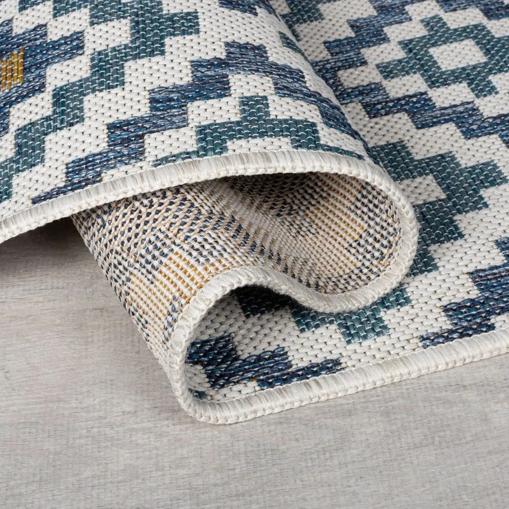 Covor pentru exterior și interior galben/albastru 160x230 cm Zia Trellis – Flair Rugs