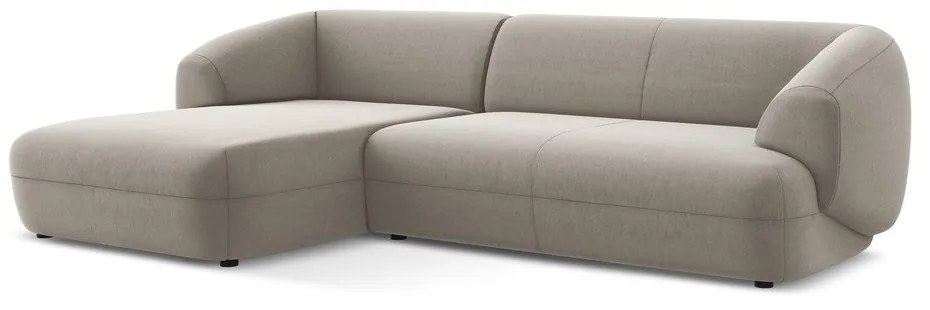 Colțar bej cu tapițerie din catifea (cu colț pe partea stângă) Moana – Makamii