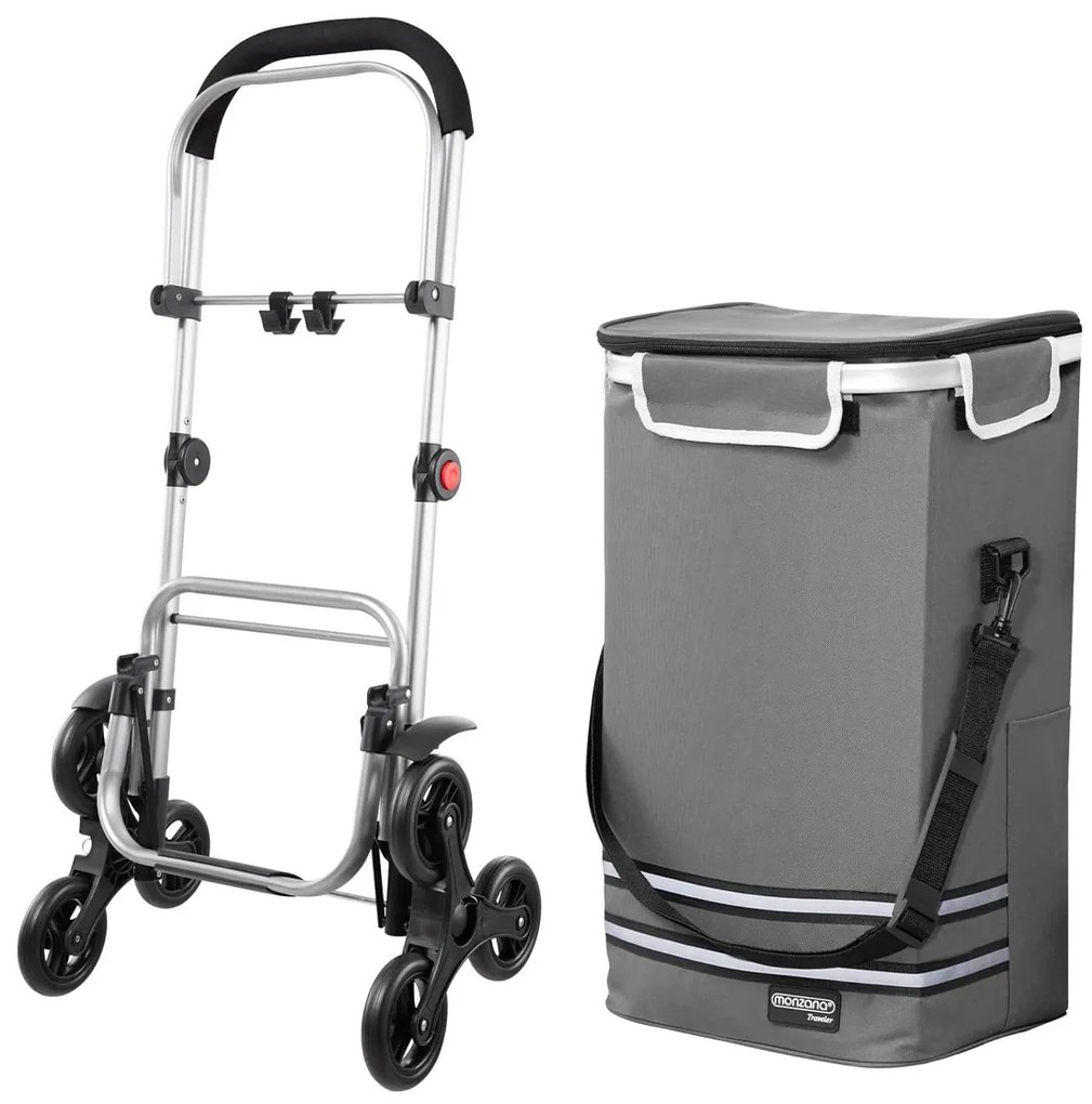 Carucior cumparaturi  Stairs Climber pliabil husa detasabila 3 roti  Metal/Poliester Gri