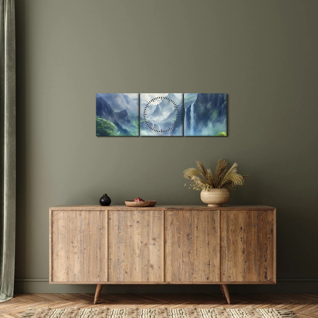 Tablou - Valea cascadelor (cu ceas) (90x30 cm)