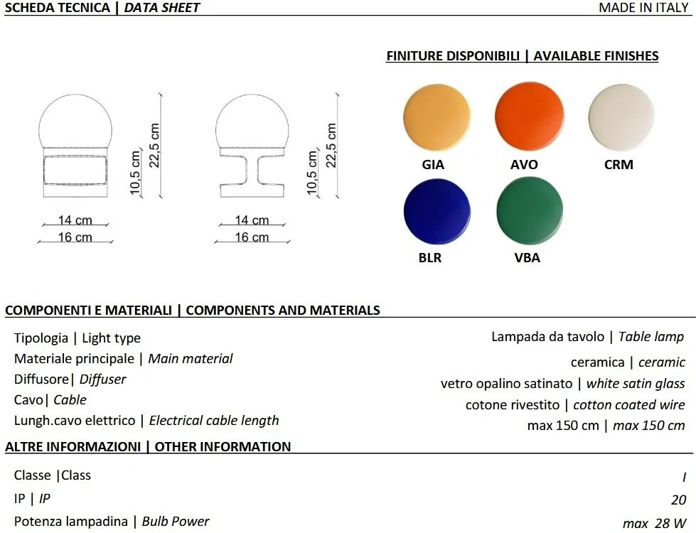 Mini Veioza din ceramica design italian Habea