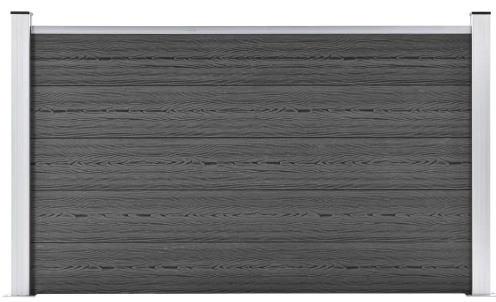 Panou de gard, 180x105 cm, negru, WPC 1, Negru, 1 sectiune cu 2 stalpi